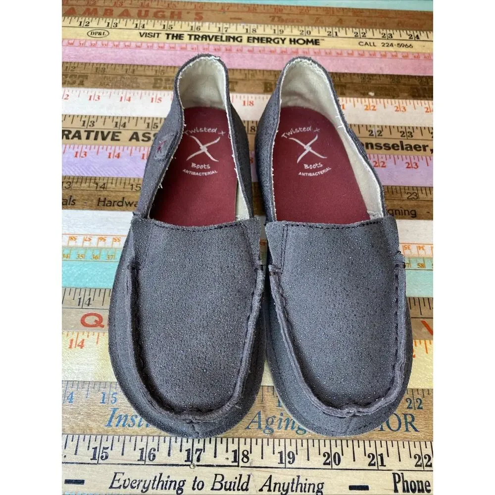 NEW Twisted X 13 Girls Brown Loafer Slip On Chocolate Shimmer Glitter Youth